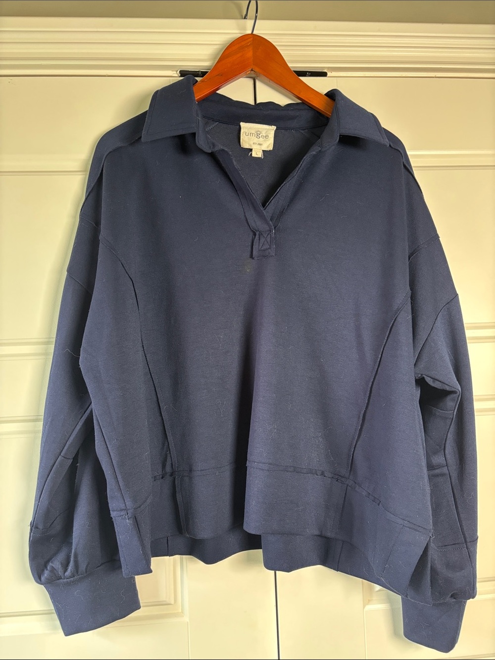 Umgee Navy Polo Pullover Sweatshirt